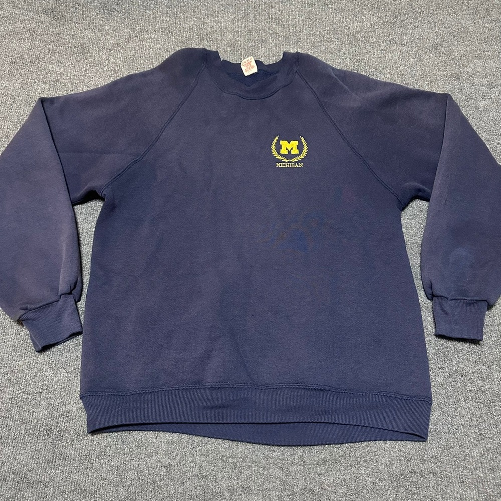 Collegiate Pacific Vintage Michigan Wolverines Navy Sweatshirt Mens Large 42-44